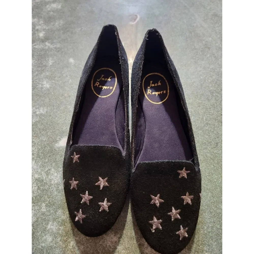 Jack Rogers  Black  stars Suede Ballet Flats Womens Shoes sz 6